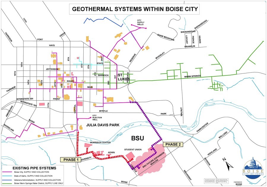 Geothermal systems map of Boise ID