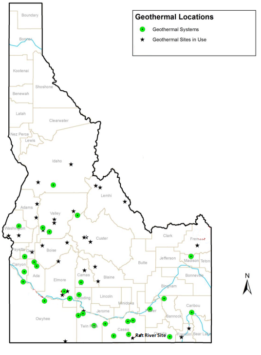 Idaho geothermal locations map